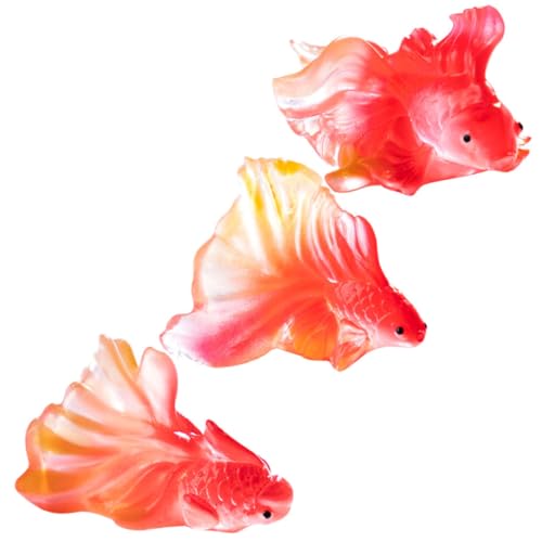 SOLUSTRE 3 Stück Teiliges Miniatur Goldfisch Resin Realistische Koi-Fisch Figuren für Aquarium Dekoration Sicher und Langlebig als Desktop Ornament für Büro Zuhause und Gartenbereich von SOLUSTRE
