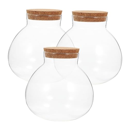 SOLUSTRE 3 Stück Teiliges Terrarium Glasflaschen mit Korkverschluss Sphärische Glasbehälter für Mikrolandschaften Dekorative Flasche für Zuhause für Kreative Dekorationen von SOLUSTRE