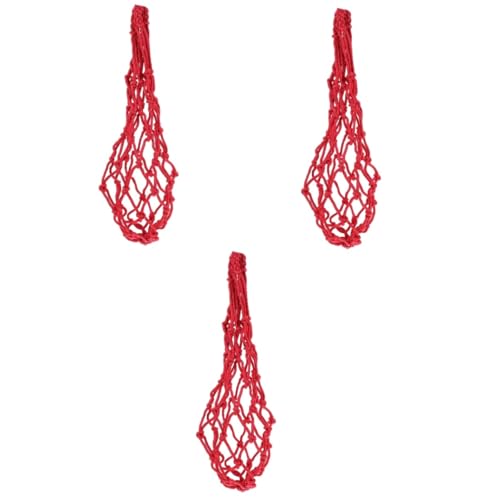 SOLUSTRE 3-Teilige Schnur Hanging Feeder hängend Küken füttern Hühnerspielzeug montiert Vieh Geflügel Hühnerkohlhalter Outdoor -Hühnerfuttermittel Hühnchen-Gemüse-Obsthalter Polyester rot von SOLUSTRE