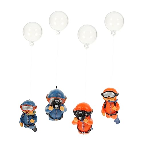SOLUSTRE 4stücke Aquarium-Ornament Cartoon Dekor Taucherfigur Schwimmender Taucher Verschleißfest Haushalt Büro Zubehör Dekoration Ornament von SOLUSTRE