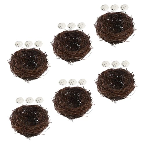 SOLUSTRE 6Er-Set Handgefertigtes Vogelnester aus Rattan mit Realistischen Künstlichen Eiern Dekorativ für Garten Balkon Ostern Hochzeit und Wohnräume Natürliches Design Vielseitig SOLUSTRE 6Er-Set Handgefertigtes Vogelnester aus Rattan mit Realistischen Künstlichen Eiern Dekorativ für Garten Balkon Ostern Hochzeit und Wohnräume Natürliches Design Vielseitig von SOLUSTRE
