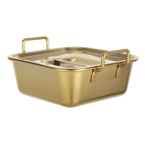SOLUSTRE Edelstahl -quadratscheibe Obstkorb Quadratisches Desserttablett Hot-Dog-körbe Food Service Tabletts Gebratene Hühnerschale Popcorn-körbe Food-Service-tablett Rostfreier Stahl von SOLUSTRE