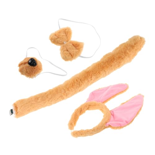 SOLUSTRE Hundekostüm Set mit Biegsamen Hundearmbändern Plüschnase Fliege und Weiche Niedliche Tier Accessoires für Erwachsene für Karneval Halloween Geburtstagsfeiern von SOLUSTRE