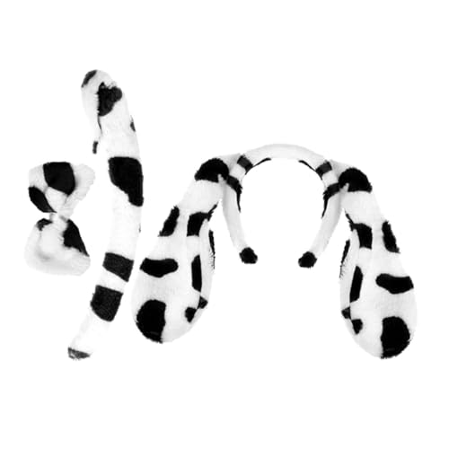 SOLUSTRE Niedliches Hundekostüm Set Teilig Flauschiges Stirnband mit Punkteohren und Leichtes Bequemes Cosplay Party Zubehör für Halloween und Verkleidungsspiele von SOLUSTRE
