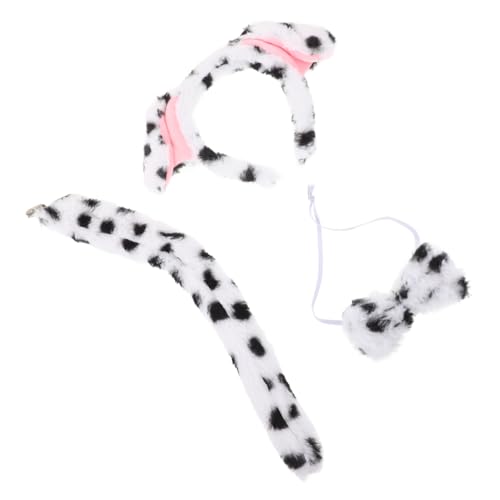 SOLUSTRE Plüsch Hundekostüm mit Ohr Haarband Falschem und Fliege Niedliches Cosplay Accessoire für Halloween Karneval Kostümparty Detailreich und Realistisch Vielseitig Einsetzbar von SOLUSTRE