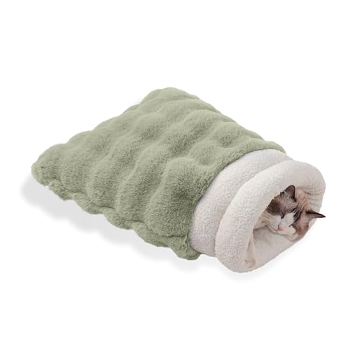 SOMAHE Katzenschlafsäcke für Hauskatzen, selbstwärmendes Katzenbett, passend für Haustiere bis zu 6,8 kg, weiches Plüsch, warmes Bett, 360°-Wickeltasche, waschbar, bequem, Haustierschlafbett, 53,3 x von SOMAHE