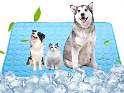 Kühlmatte für große Hunde und Katzen, waschbar, für den Sommer, Schlafmatte, aus Eisseide, ungiftig, Größe XL, 70 x 100 cm, Hellblau von SOMOYA