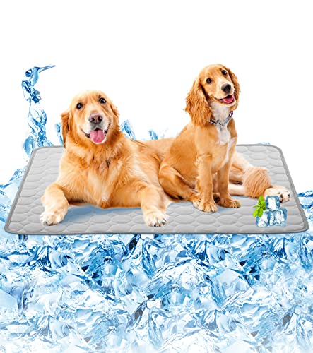 SOMOYA Selbstkühlende Hundematte, kühlende Decke, heißes Wetter, Schlafmatte, waschbar, Eisseide, Schlafmatte, atmungsaktiv, für große Hunde, Katzen, kein Wasser (XL, Grau) SOMOYA Selbstkühlende Hundematte, kühlende Decke, heißes Wetter, Schlafmatte, waschbar, Eisseide, Schlafmatte, atmungsaktiv, für große Hunde, Katzen, kein Wasser (XL, Grau) von SOMOYA