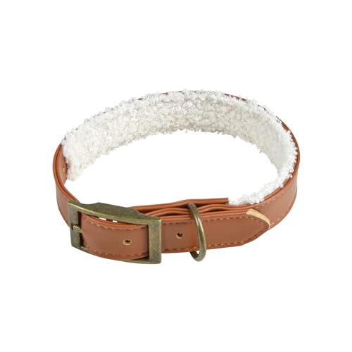Love Story Halsband aus Kunstleder, Futter mit Wolle, Schnalle, Größe M, 40 x Höhe 2 cm, Cognac/Ecru Love Story Halsband aus Kunstleder, Futter mit Wolle, Schnalle, Größe M, 40 x Höhe 2 cm, Cognac/Ecru von SONDEY
