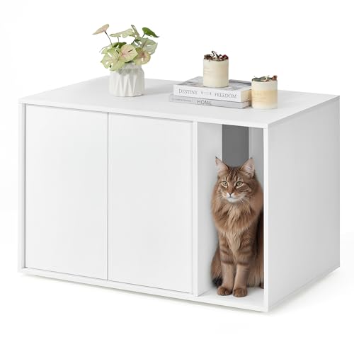 SONGMICS HOME Katzenklo-Schrank, Toolless-Technologie, Katzenhaus, für große Katzen, Push-to-Open Türen, Beistelltisch, minimalistisch, superschnelle werkzeuglose Montage, schneeweiß PCL013W01 SONGMICS HOME Katzenklo-Schrank, Toolless-Technologie, Katzenhaus, für große Katzen, Push-to-Open Türen, Beistelltisch, minimalistisch, superschnelle werkzeuglose Montage, schneeweiß PCL013W01 von SONGMICS HOME