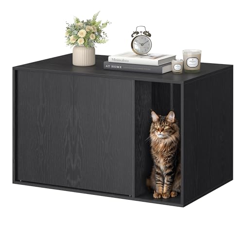 SONGMICS HOME Katzenklo-Schrank, Toolless-Technologie, Katzenhaus, für große Katzen, Push-to-Open Türen, Beistelltisch, minimalistisch, superschnelle werkzeuglose Montage, schwarz PCL013B03 SONGMICS HOME Katzenklo-Schrank, Toolless-Technologie, Katzenhaus, für große Katzen, Push-to-Open Türen, Beistelltisch, minimalistisch, superschnelle werkzeuglose Montage, schwarz PCL013B03 von SONGMICS HOME