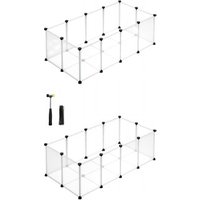 SONGMICS 2er set L-XL Freigehege mit Bodenplatten weiß 1,25 m, 63 cm, 42 cm von SONGMICS