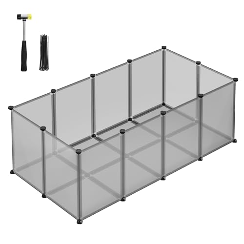 SONGMICS Freigehege mit Bodenplatten, Laufstall, Meerschweinchen Gehege, aus Kunststoff, Gehege für Hamster, Kaninchen, Igel, 125 x 63 x 42 cm, grau LPC001G01 SONGMICS Freigehege mit Bodenplatten, Laufstall, Meerschweinchen Gehege, aus Kunststoff, Gehege für Hamster, Kaninchen, Igel, 125 x 63 x 42 cm, grau LPC001G01 von SONGMICS