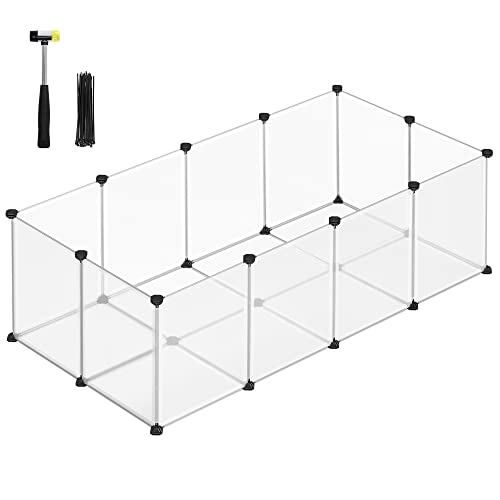 SONGMICS Freigehege mit Bodenplatten, Laufstall, Meerschweinchen Gehege, aus Kunststoff, Gehege für Hamster, Kaninchen, Igel, 143 x 73 x 46 cm, weiß LPC02W SONGMICS Freigehege mit Bodenplatten, Laufstall, Meerschweinchen Gehege, aus Kunststoff, Gehege für Hamster, Kaninchen, Igel, 143 x 73 x 46 cm, weiß LPC02W von SONGMICS
