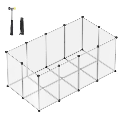 SONGMICS Freigehege mit Bodenplatten, Laufstall, Meerschweinchen Gehege, aus Kunststoff, Gehege für Hamster, Kaninchen, Igel, 145 x 72 x 57 cm, weiß LPC007W01 SONGMICS Freigehege mit Bodenplatten, Laufstall, Meerschweinchen Gehege, aus Kunststoff, Gehege für Hamster, Kaninchen, Igel, 145 x 72 x 57 cm, weiß LPC007W01 von SONGMICS