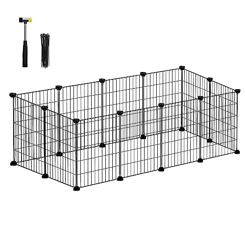 SONGMICS Freilauf, DIY-Kleintiergehege, Kleintierkäfig, Welpenauslauf, Kaninchen, Meerschweinchen, Metallgitter, 123 x 63 x 41 cm, schwarz LPI001B01 von SONGMICS