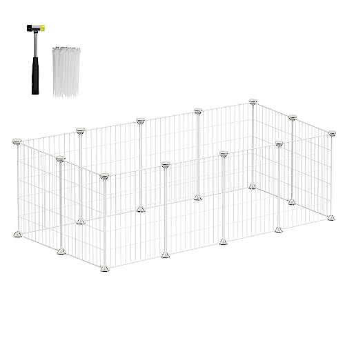 SONGMICS Freilauf, DIY-Kleintiergehege, Kleintierkäfig, Welpenauslauf, Kaninchen, Meerschweinchen, Metallgitter, 123 x 63 x 41 cm, weiß LPI001W01 von SONGMICS