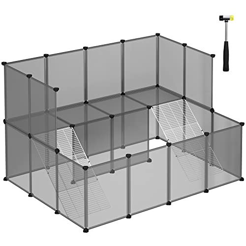 SONGMICS Freigehege für Kleintiere, modularer Zaun, grau LPC004G01 von SONGMICS