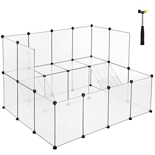 SONGMICS Freigehege für Kaninchen, Gehege für Kleintiere, 143 x 108 x 93 cm, Meerschweinchen-Gehege, Laufstall, aus Kunststoff, Hamster, weiß LPC004W01 SONGMICS Freigehege für Kaninchen, Gehege für Kleintiere, 143 x 108 x 93 cm, Meerschweinchen-Gehege, Laufstall, aus Kunststoff, Hamster, weiß LPC004W01 von SONGMICS