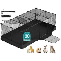 SONGMICS Kleintiergehege, Freilaufgehege, wasserresistente Unterlage, Doppeltür, mit 20 Platten von SONGMICS