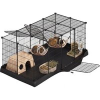 SONGMICS Kleintiergehege, Freilaufgehege, wasserresistente Unterlage, Doppeltür 1,4 m, 70 cm, 55 cm von SONGMICS