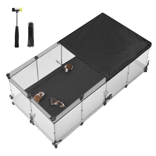 SONGMICS Kleintiergehege, halbtransparente Platten, atmungsaktiv, wasserresistentes Gewebe unten, Kaninchenstall innen, Meerschweinchen Käfig, Frettchen, 144 x 74 x 47 cm, wolkenweiß LPC015W01 SONGMICS Kleintiergehege, halbtransparente Platten, atmungsaktiv, wasserresistentes Gewebe unten, Kaninchenstall innen, Meerschweinchen Käfig, Frettchen, 144 x 74 x 47 cm, wolkenweiß LPC015W01 von SONGMICS
