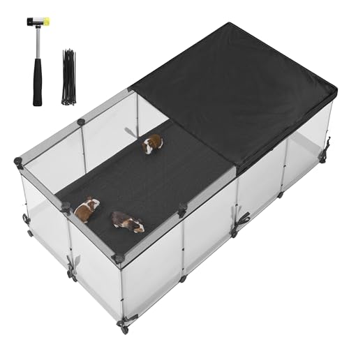 SONGMICS Kleintiergehege, halbtransparente Platten, atmungsaktiv, wasserresistentes Gewebe unten, Kaninchenstall innen, Meerschweinchen Käfig, Frettchen, 144 x 74 x 57 cm, wolkenweiß LPC016W01 SONGMICS Kleintiergehege, halbtransparente Platten, atmungsaktiv, wasserresistentes Gewebe unten, Kaninchenstall innen, Meerschweinchen Käfig, Frettchen, 144 x 74 x 57 cm, wolkenweiß LPC016W01 von SONGMICS
