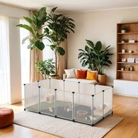 SONGMICS L-XL Kleintiergehege mit wasserfester Unterlage weiß 1,43 m, 73 cm, 46 cm von SONGMICS