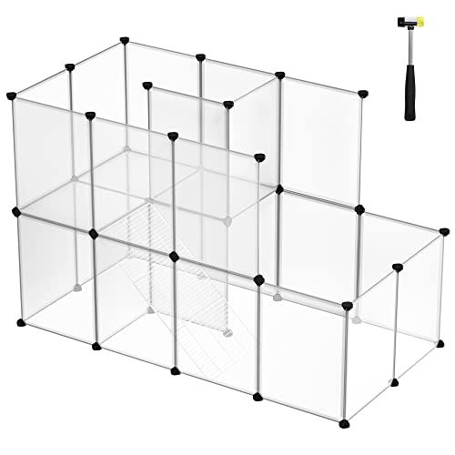 SONGMICS Laufgitter für Meerschweinchen, modular, Kunststoff, transparent LPC03W von SONGMICS