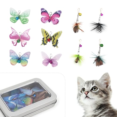 SONGWAY 10 Stück Katzenspielzeug Ersatz - Insektenförmig Katzenangel Ersatzfedern Anhänger, Katzen Spielzeug Ersatz mit Glocken, Interaktives Katzenspielzeug für Kätzchen und Katzen SONGWAY 10 Stück Katzenspielzeug Ersatz - Insektenförmig Katzenangel Ersatzfedern Anhänger, Katzen Spielzeug Ersatz mit Glocken, Interaktives Katzenspielzeug für Kätzchen und Katzen von SONGWAY