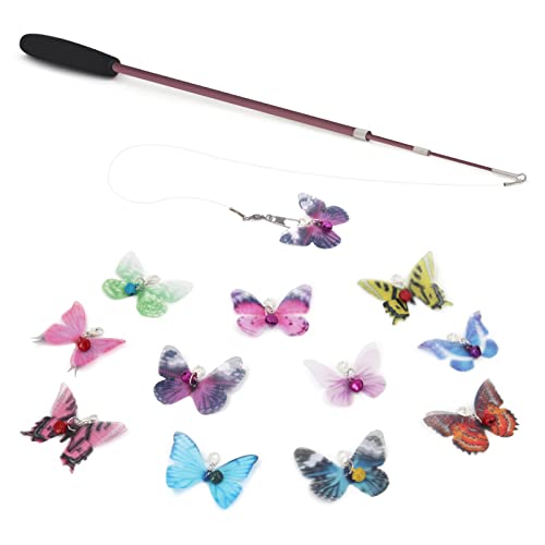 SONGWAY 13 Stück Interaktives Katzenspielzeug - Katzenspielzeug Set mit Einziehbare Stangen und 12 Schmetterling Ersatz mit Glocken, Katzenangel, Zauberstab Katze Spielzeug SONGWAY 13 Stück Interaktives Katzenspielzeug - Katzenspielzeug Set mit Einziehbare Stangen und 12 Schmetterling Ersatz mit Glocken, Katzenangel, Zauberstab Katze Spielzeug von SONGWAY