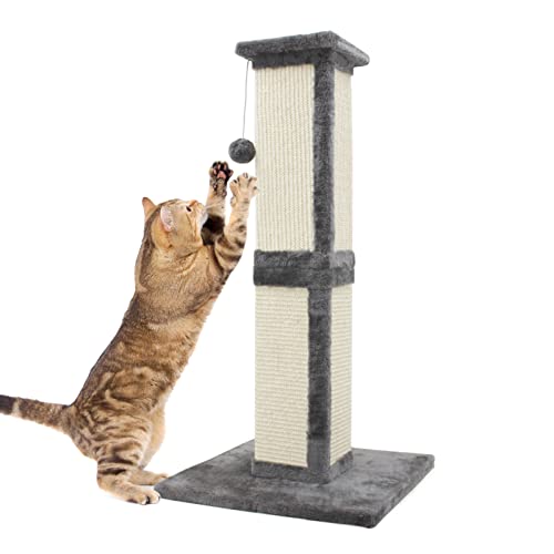 SONGWAY Hoher Katzen Kratzbaum - Kratzstamm für Katzen, Katzen Kratzsäule aus Sisal, Kratzspielzeug Katze mit Ball, Grau SONGWAY Hoher Katzen Kratzbaum - Kratzstamm für Katzen, Katzen Kratzsäule aus Sisal, Kratzspielzeug Katze mit Ball, Grau von SONGWAY