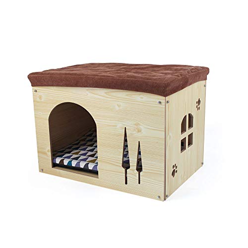 SONGWAY Hundehütte aus Holz mit Matratze – Abnehmbare Katzenhaus im Form von Schuhocker Innenraum Hundehütte Haustierhaus für Katzen, Welpen, Hund Kleintiere Haustiernest zur Vier Jahreszeiten, L SONGWAY Hundehütte aus Holz mit Matratze – Abnehmbare Katzenhaus im Form von Schuhocker Innenraum Hundehütte Haustierhaus für Katzen, Welpen, Hund Kleintiere Haustiernest zur Vier Jahreszeiten, L von SONGWAY
