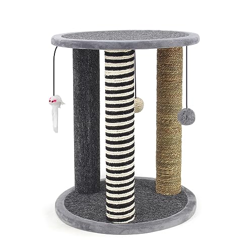SONGWAY Kratzbaum mit Liegeplatz für Katze – Stabile Kratzsäule für Katzen Klein, Katzen Kratzmöbel, Kratzstamm mit Liegemulde und Spielzeug, Kratzpfosten für Katze, Katzenkratzer Spielzeug, Grau SONGWAY Kratzbaum mit Liegeplatz für Katze – Stabile Kratzsäule für Katzen Klein, Katzen Kratzmöbel, Kratzstamm mit Liegemulde und Spielzeug, Kratzpfosten für Katze, Katzenkratzer Spielzeug, Grau von SONGWAY