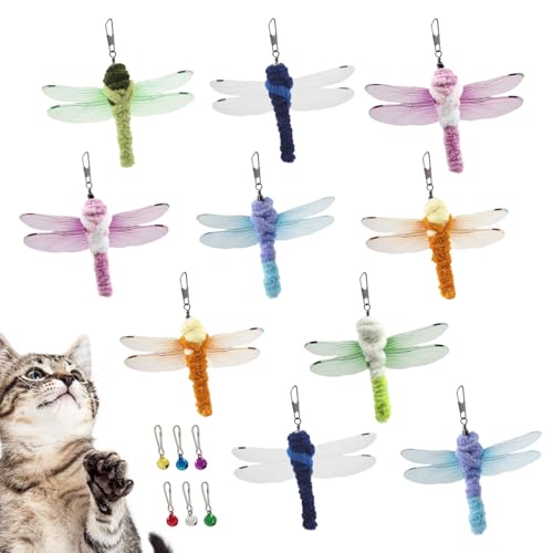 SONGWAY Libelle Katzenspielzeug Ersatz Nachfüllung - 10 Stück Insektenförmig Katzenangel Anhänger mit Glocken, Katzen Libellen Spielzeug, Interaktives Katzenspielzeug für Katzen SONGWAY Libelle Katzenspielzeug Ersatz Nachfüllung - 10 Stück Insektenförmig Katzenangel Anhänger mit Glocken, Katzen Libellen Spielzeug, Interaktives Katzenspielzeug für Katzen von SONGWAY