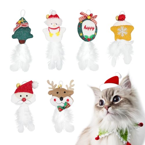 SONGWAY Weihnachten Katzen Spielzeug Set - 6 Stück Katzenspielzeug mit Federn und Katzenminze, Katzen Federspielzeug, Katzenangel Ersatzfedern, Katzen Zubehör Set, Geschenkbox für Katze von SONGWAY