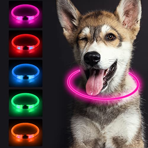 SONNIG LED Hundehalsband Leuchtend, Leuchthalsband Hund Aufladbar und Verstellbares mit 3 Lichtmodi, Sicher für Kleine, Mittlere und Große Hunde bei Nacht, Rosa SONNIG LED Hundehalsband Leuchtend, Leuchthalsband Hund Aufladbar und Verstellbares mit 3 Lichtmodi, Sicher für Kleine, Mittlere und Große Hunde bei Nacht, Rosa von SONNIG