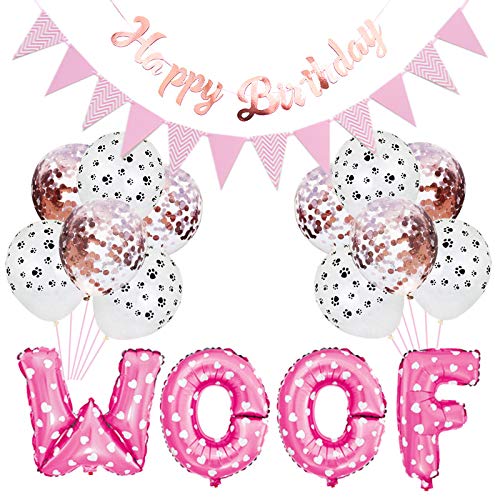 SOONHUA Hund Geburtstag Party Supplies Pet Party Dekoration Set Haustier Happy Birthday Bandana Geschenk Pfotenabdruck Ballon für Hund Welpen von SOONHUA