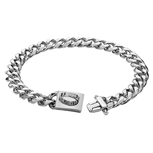 SOONHUA Hundekette Halsbänder Walking Metall Kette Halsband Breit Cuban Link Hund Halskette Kette Halsband mit Metallschnalle D Ring Welpen Kostüm für kleine mittelgroße große Hunde von SOONHUA