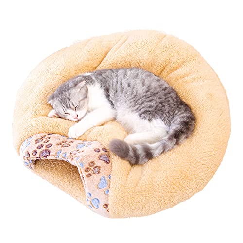 SOONHUA Katzenhöhle mit Deckel, rund, rutschfest, maschinenwaschbar, für Katzen und Welpen (klein) von SOONHUA