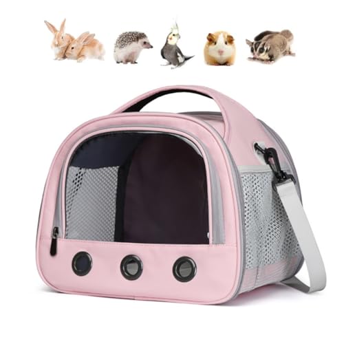 SOONHUA Tragetasche für kleine Tiere, tragbare Meerschweinchen- Tragetasche mit transparentem Fenster und atmungsaktivem Netzgewebe für Vögel, Ratten, Meerschweinchen, Eichhörnchen von SOONHUA