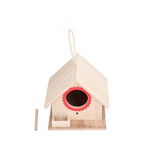 Vogel-Nistkasten Hängende Blockhütte Vogelhaus Holz Natur Vogelhaus mit Seil zum Aufhängen Garten Outdoor Dekor zum Nisten von SOONHUA
