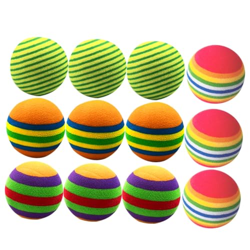 SOPOTUTU 12 Stück Teiliges Eva Schaumstoffball Bunte Katzen spielbälle Langlebig Leicht für Indoor Training und Haustier Unterhaltung Geeignet von SOPOTUTU