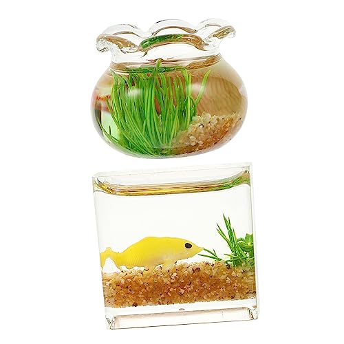SOPOTUTU 2Stücke Mini Fischtank Künstliche für Aquarien für Wohnkultur und Mini Landschaftsbau Wetterbeständig und Mehrzweck Zufällige Farben von SOPOTUTU