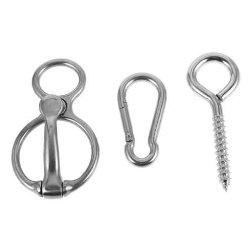 SOPOTUTU Edelstahl Pferde Anbindering Sicherer Tie Ring für Stall und Pferdetraining Tragbar Stabiler Blocker für Vielseitige Pferdeausrüstung und Halfter Zubehör Silberfarbener Robuster von SOPOTUTU