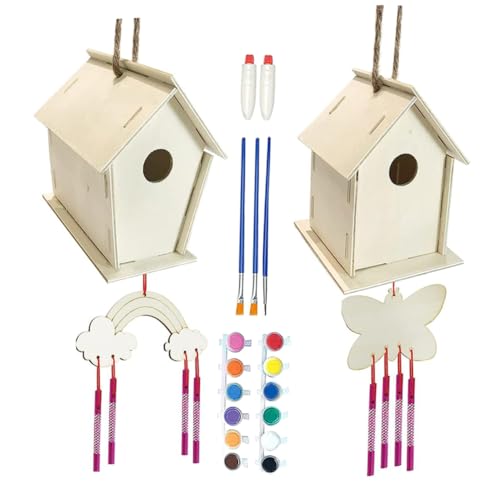SOPOTUTU Unfertiger Vogelhaus Bausatz zum Bemalen DIY Windspiel mit Vogelhäusern Farben Pinseln und Zubehör Kreatives Bastelspielzeug für Garten und Innenbereich SOPOTUTU Unfertiger Vogelhaus Bausatz zum Bemalen DIY Windspiel mit Vogelhäusern Farben Pinseln und Zubehör Kreatives Bastelspielzeug für Garten und Innenbereich von SOPOTUTU