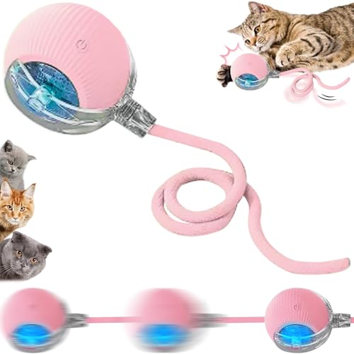 SORNEICDR Interaktiver Ball für Hunde, interaktives Spielzeug für Katzen, interaktives Spielzeug, 360 °, intelligenter automatischer Kugellagerball für Katzen und Hunde (Rosa) von SORNEICDR
