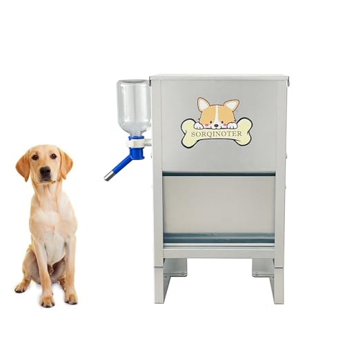 Futterspender für Hunde, hält 6,8 kg Futter und 500 ml Wasser, verzinkte Stahlplatte, korrosionsbeständig, automatischer großer Futterspender für Hunde (6,8 kg) von SORQINOTER