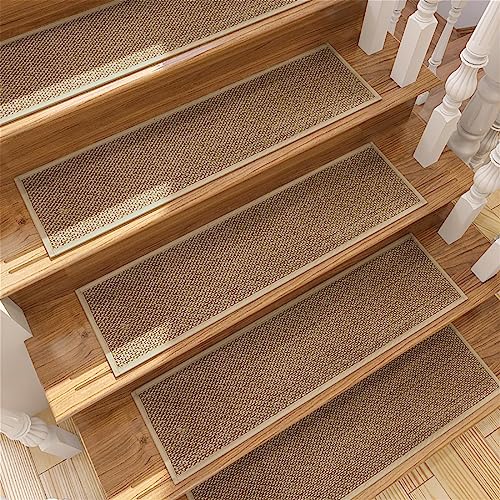 rutschfeste Treppenstufen – Treppenteppiche mit Rutschfester Gummiunterseite, waschbare Treppenschutzmatte aus einfarbigem Leinen für Haustiere, ältere Menschen (75 x 20 cm) von SORVA