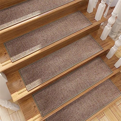 rutschfeste Treppenstufen – Treppenteppiche mit Rutschfester Gummiunterseite, waschbare Treppenschutzmatte aus einfarbigem Leinen für Haustiere, ältere Menschen (75 x 20 cm) von SORVA